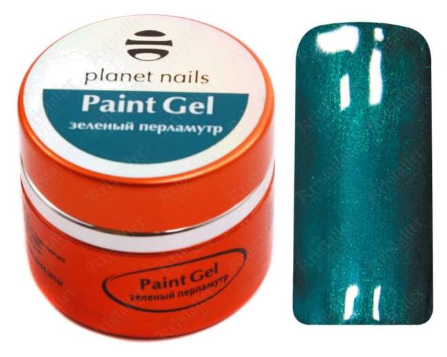 Гель-краска Planet Nails, Paint gel, Green pearl, 5g